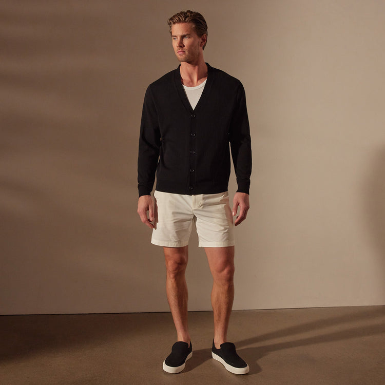 Stretch Cotton Cardigan in Black | James Perse Los Angeles