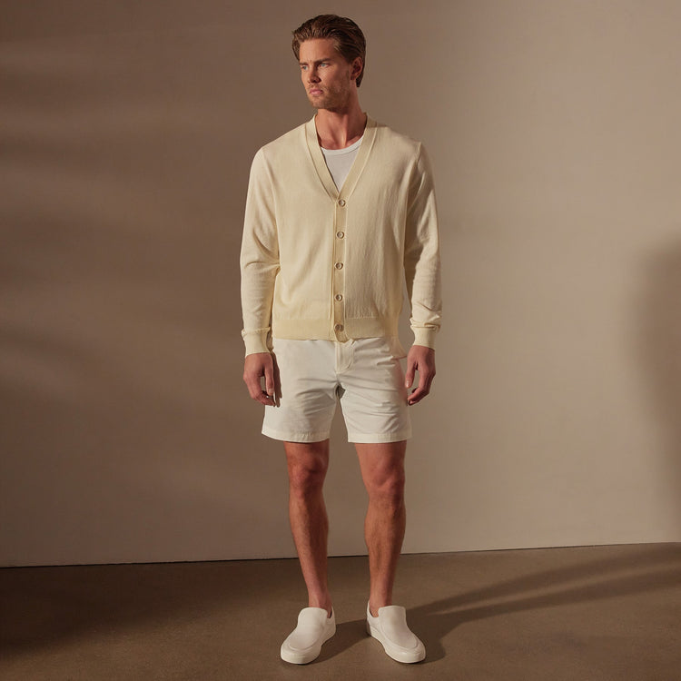 Stretch Cotton Cardigan in Ivory | James Perse Los Angeles