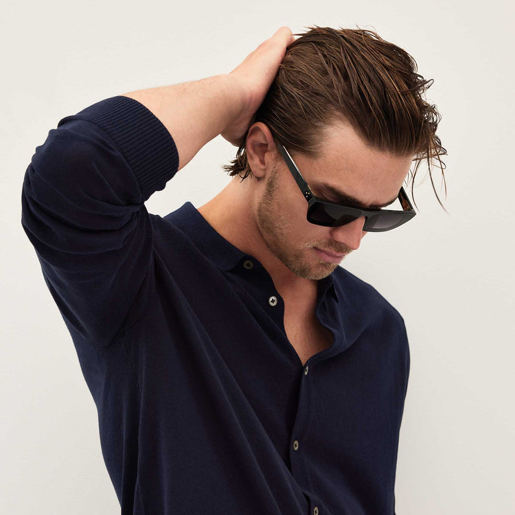 Sonoran Knit Shirt in Navy | James Perse Los Angeles