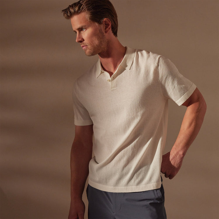 San Jacinto Knit Polo in White | James Perse Los Angeles