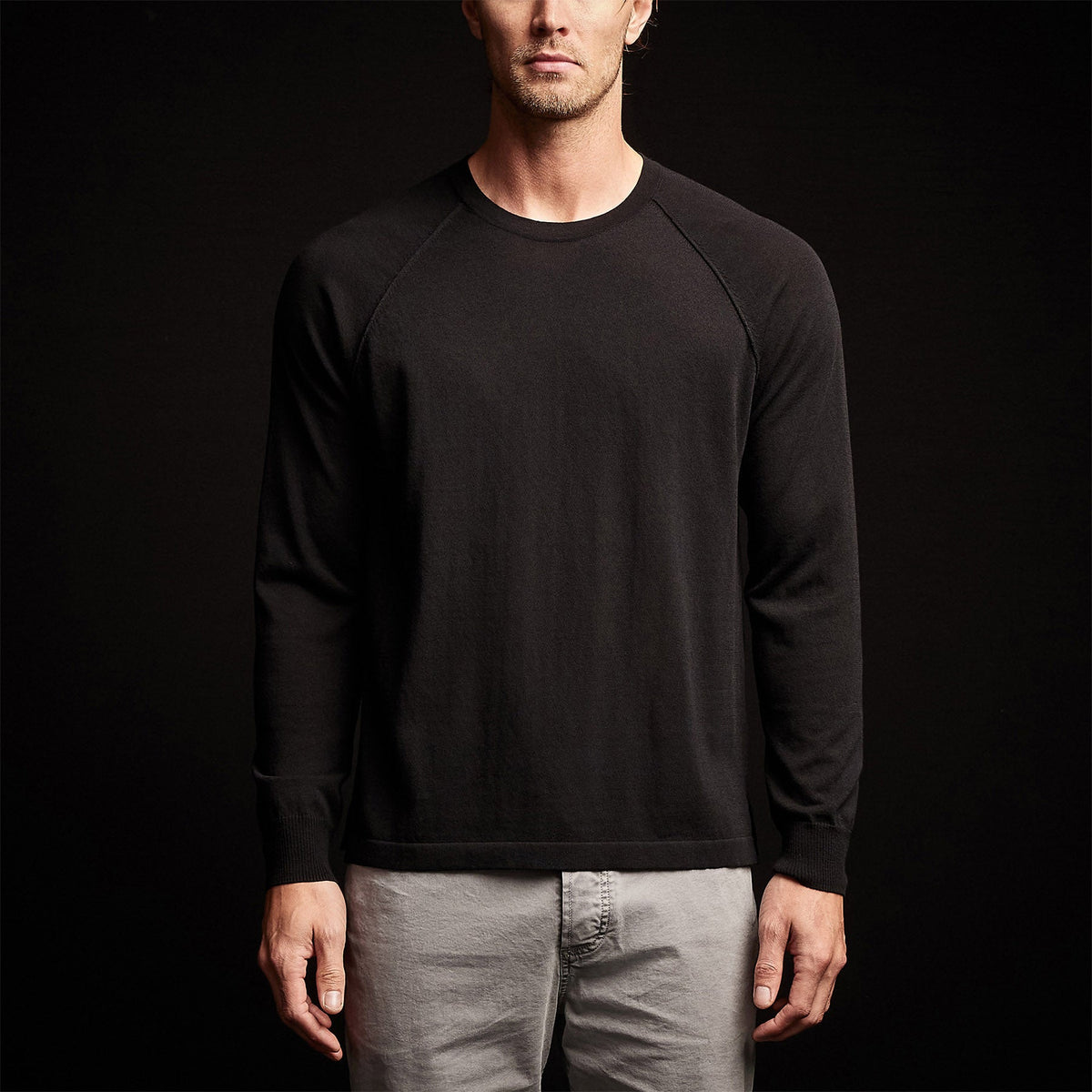 Colony Knit Crew in Black | James Perse Los Angeles