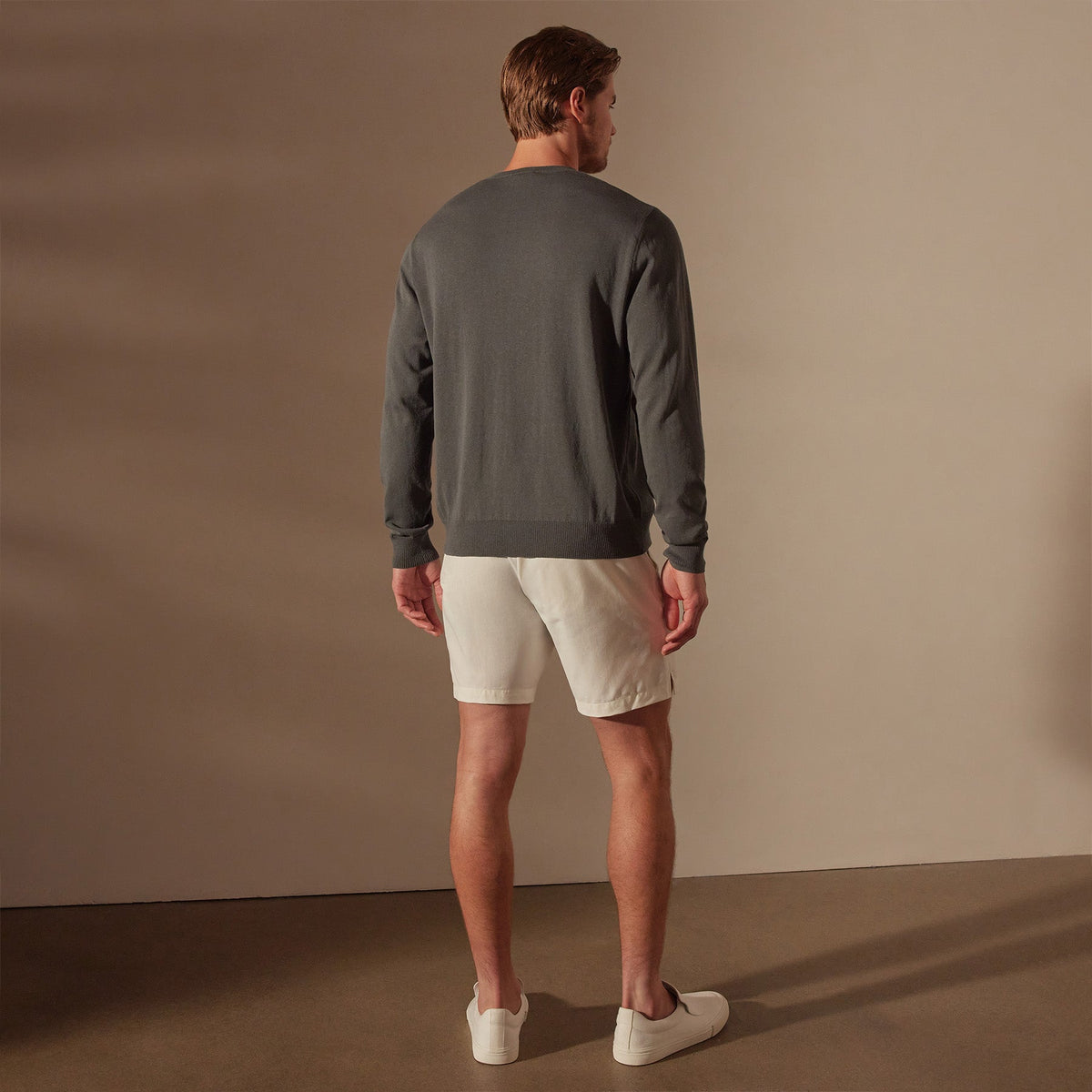 Stretch Cotton Crew Sweater in Flint | James Perse Los Angeles