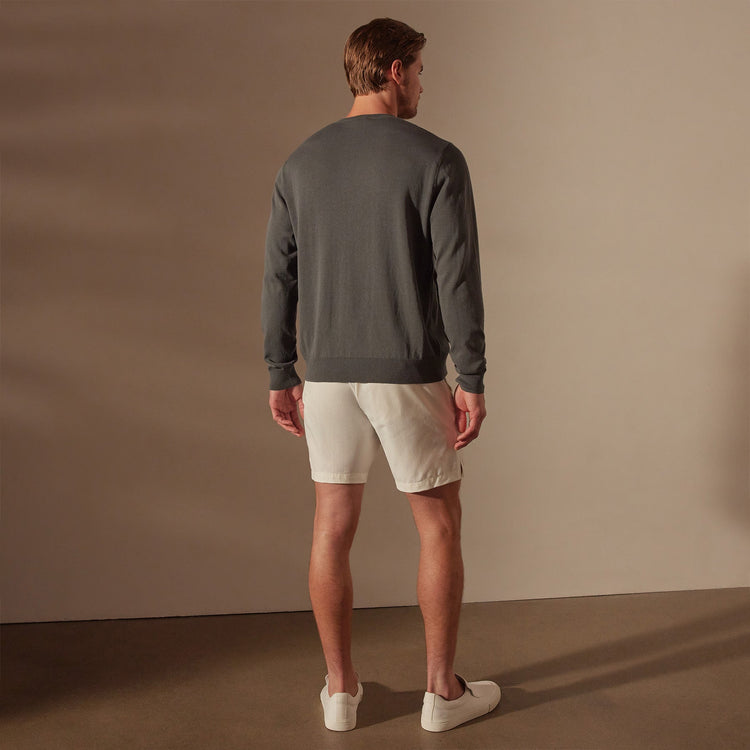Stretch Cotton Crew Sweater in Flint | James Perse Los Angeles
