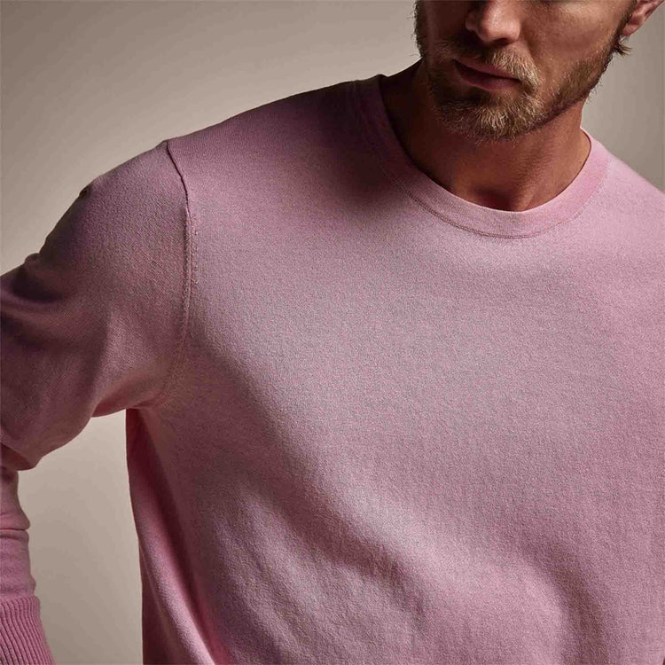 Stretch Cotton Crew Sweater in Peony | James Perse Los Angeles