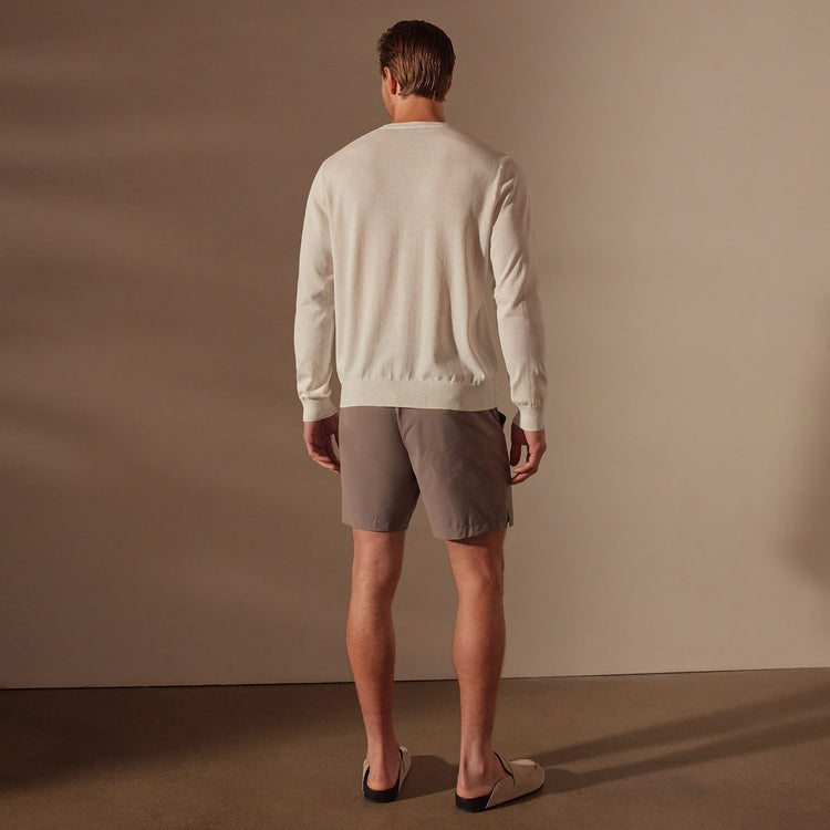 Stretch Cotton Crew Sweater in White | James Perse Los Angeles