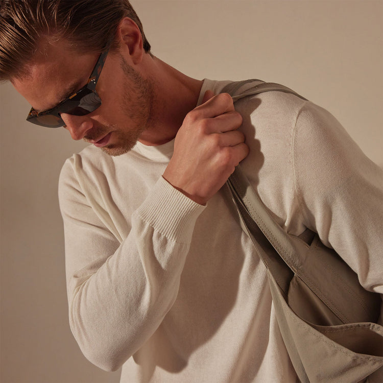 Stretch Cotton Crew Sweater in White | James Perse Los Angeles