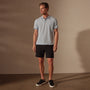 Double Retro Stripped Polo in Bleached Blue/Black | James Perse Los Angeles