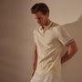 Double Retro Stripped Polo in Ivory/Black | James Perse Los Angeles