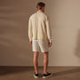 Stretch Cotton Long Sleeve Polo Sweater in Ivory/Black | James Perse Los Angeles