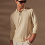 Retro Tipped Long Sleeve Polo in Ivory/Black | James Perse in Los Angeles