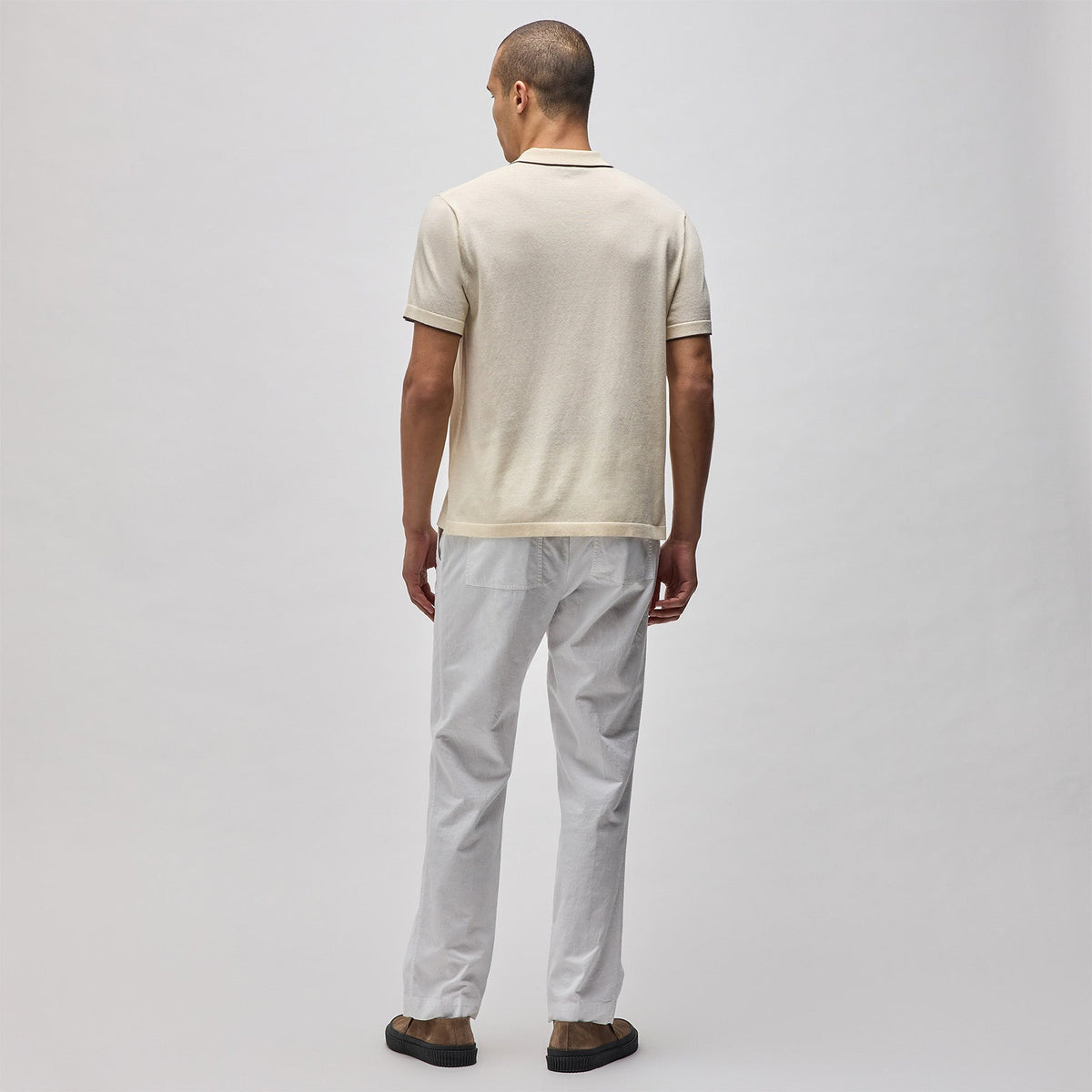 Stretch Cotton Tipped Shirt in Ivory/Porcupine | James Perse in Los Angeles