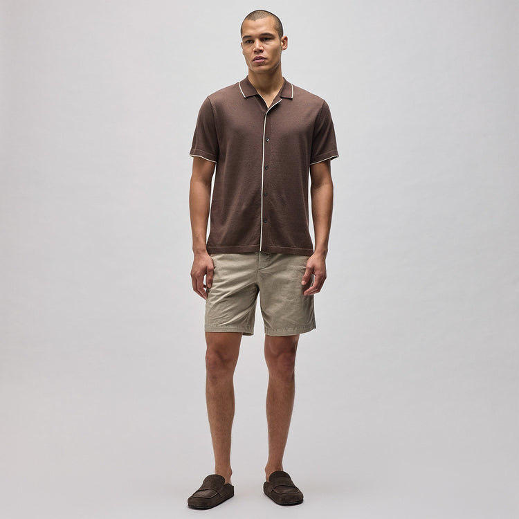 Stretch Cotton Tipped Shirt in Porcupine/Ivory | James Perse in Los Angeles