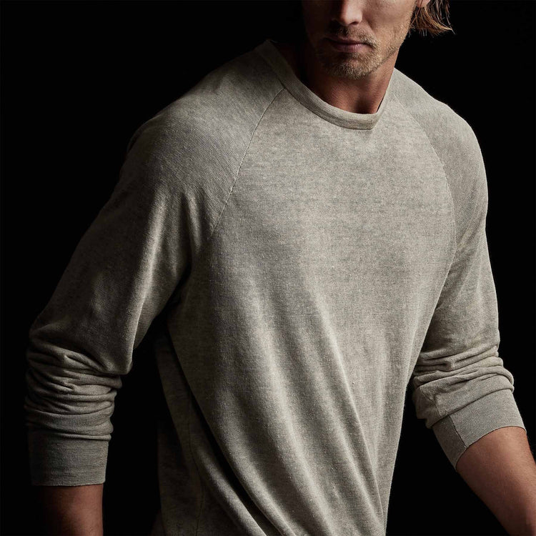 Desert Knit Linen Raglan in Natural/Navy | James Perse Los Angeles