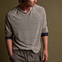 Desert Knit Linen Raglan in Natural/Navy | James Perse Los Angeles
