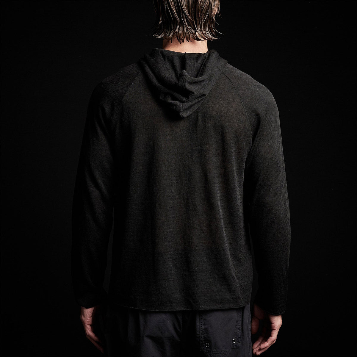 Fine Linen Double Layer Hoody in Black/Black | James Perse Los Angeles