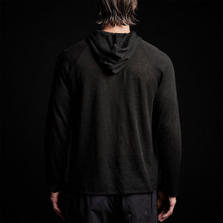 Fine Linen Double Layer Hoody in Black/Black | James Perse Los Angeles