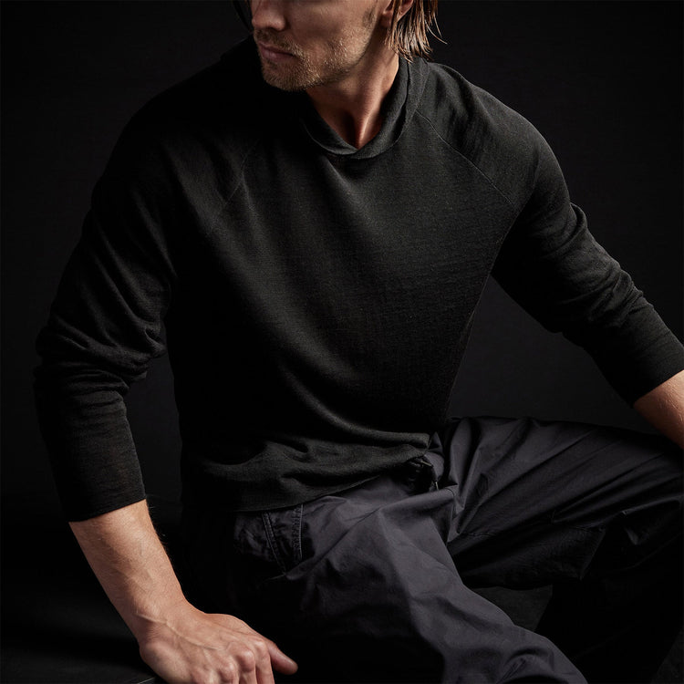 Desert Linen Hoodie in Black/Black | James Perse Los Angeles