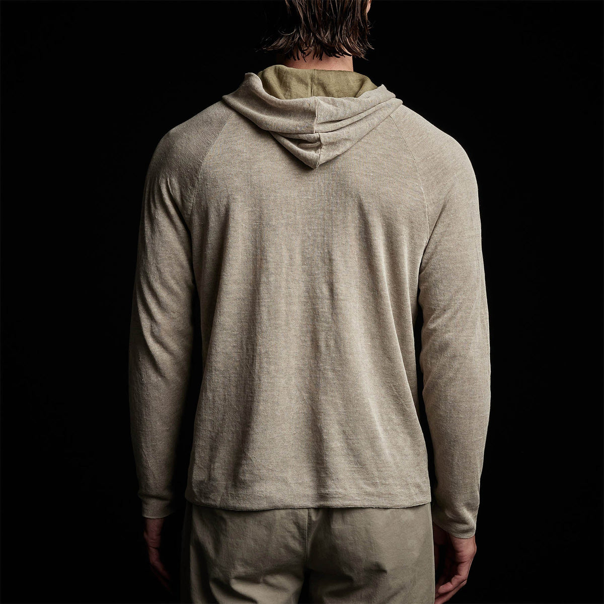 Fine Linen Double Layer Hoody in Natural/Military | James Perse Los Angeles