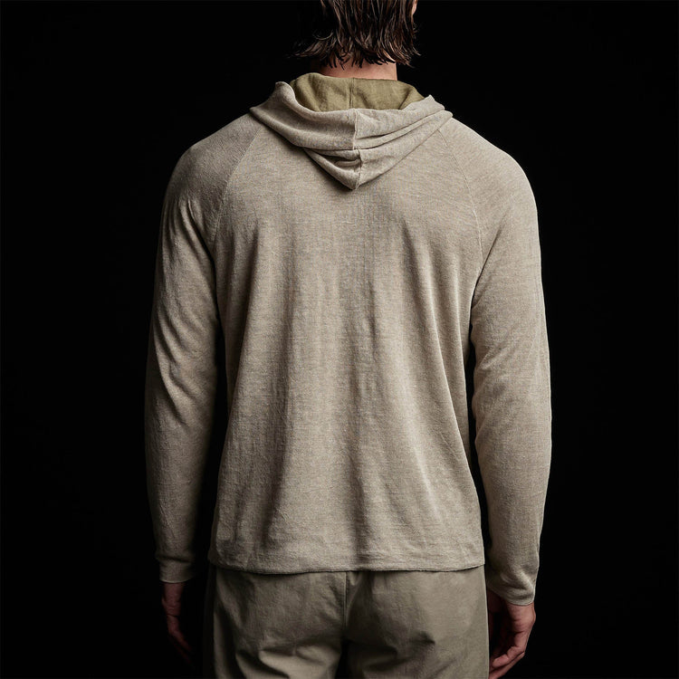 Fine Linen Double Layer Hoody in Natural/Military | James Perse Los Angeles