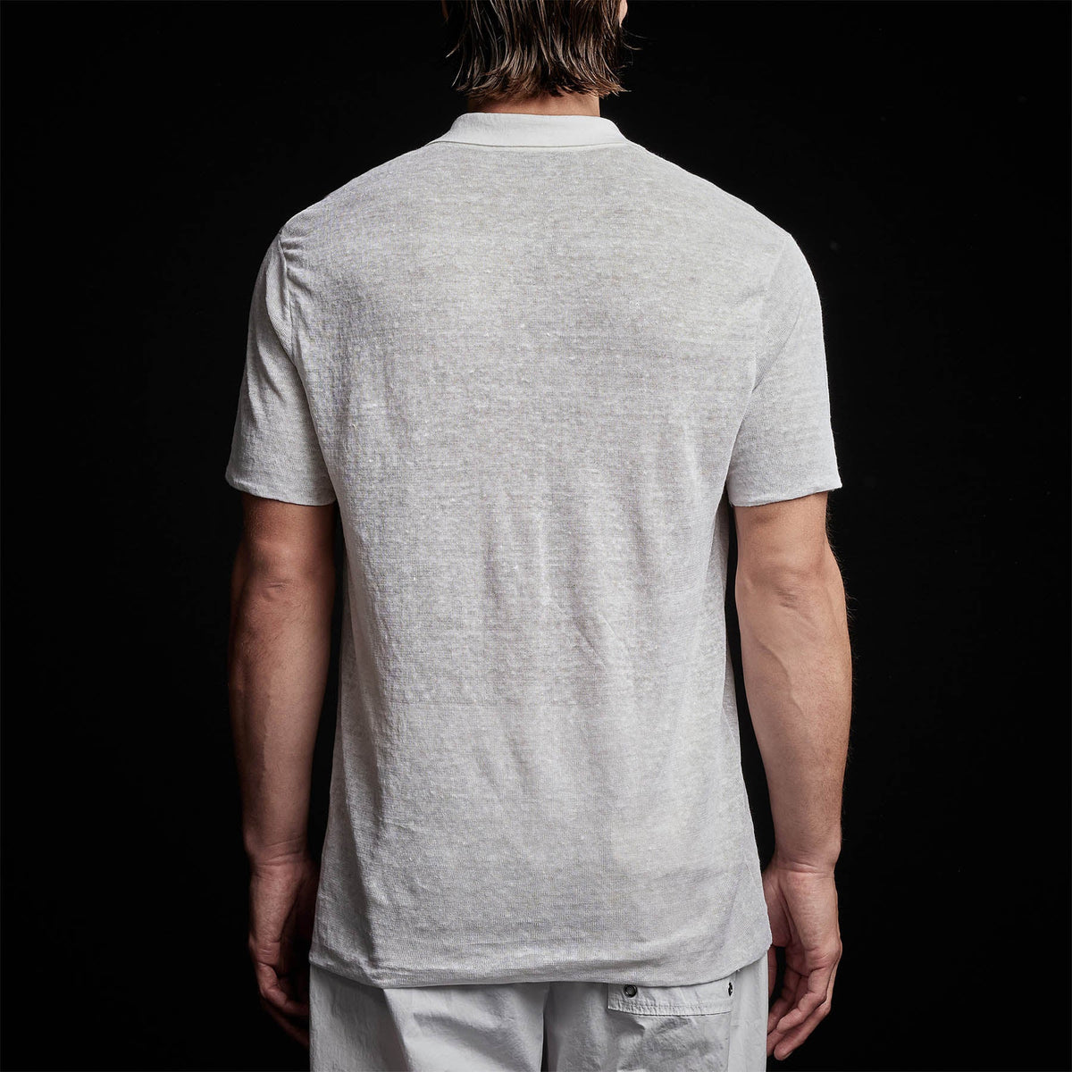 Fine Linen Double Layer Polo in White/Natural | James Perse Los Angeles