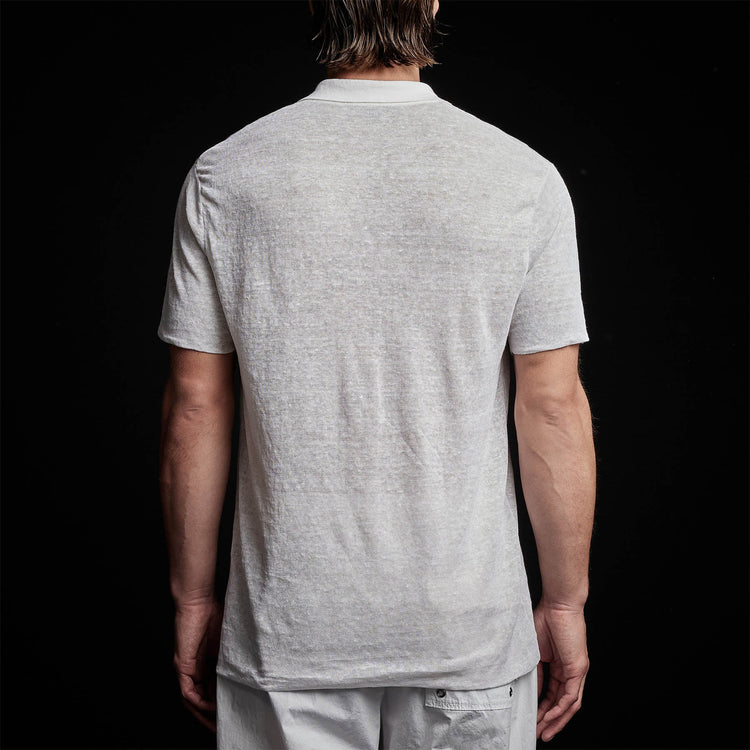 Fine Linen Double Layer Polo in White/Natural | James Perse Los Angeles