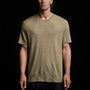 Fine Linen Double Layer Short Sleeve Crew in Military/Natural | James Perse Los Angeles