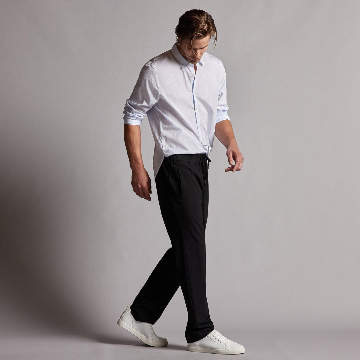 Poplin Striped Shirt in Light Blue Stripe | James Perse Los Angeles
