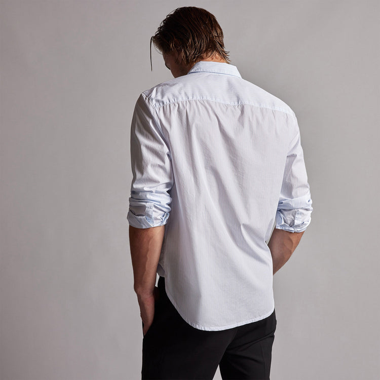 Poplin Striped Shirt in Light Blue Stripe | James Perse Los Angeles