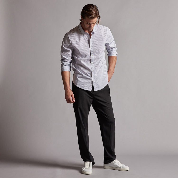 Poplin Striped Shirt in Navy Stripe | James Perse Los Angeles