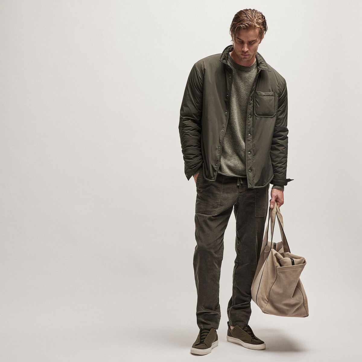 Corduroy Utility Pant in Dark Olive Pigment | James Perse Los Angeles