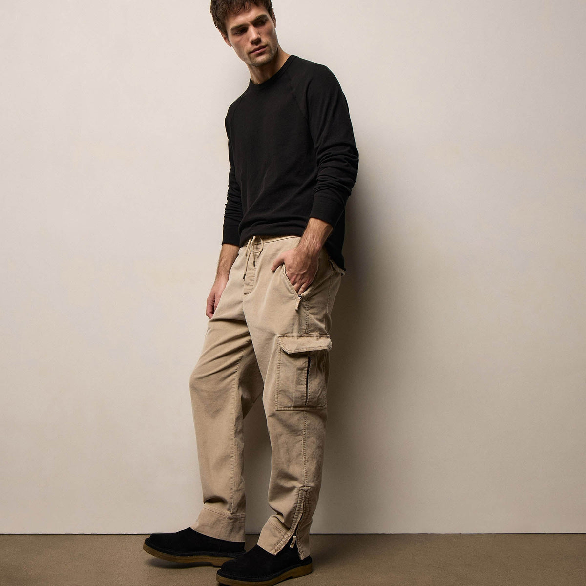 Corduroy Utility Pant in Light Khaki Pigment | James Perse Los Angeles