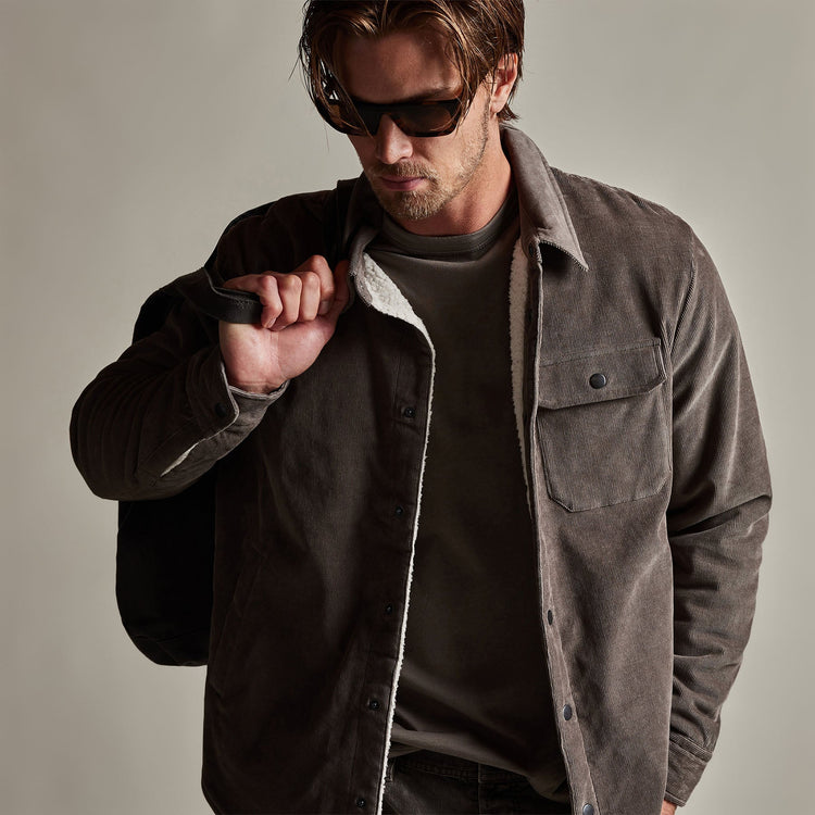 Corduroy Sherpa Lined Jacket in Burro | James Perse Los Angeles