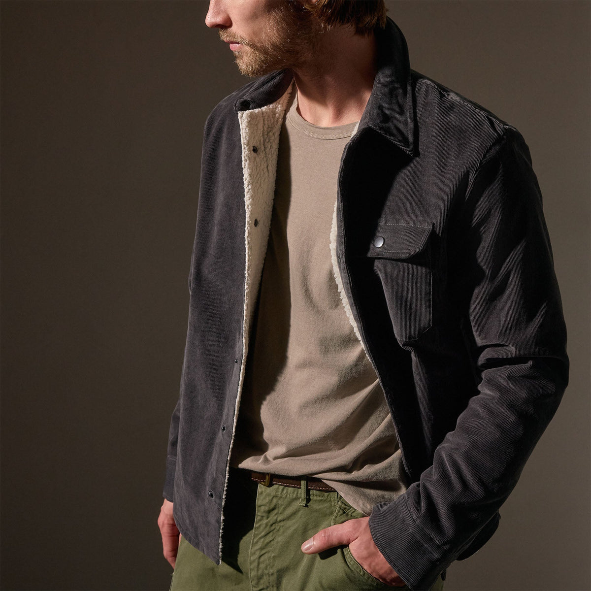 Corduroy Sherpa Jacket  in Magma | James Perse Los Angeles