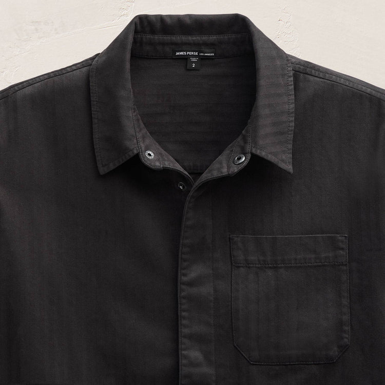 Herringbone Twill Shirting in Black | James Perse Los Angeles FLAT