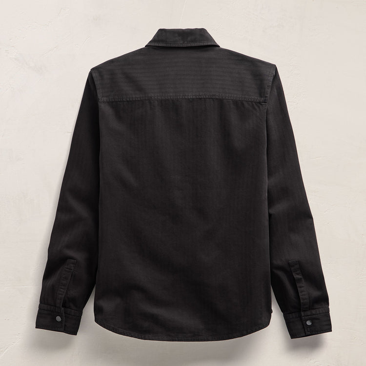 Herringbone Twill Shirting in Black | James Perse Los Angeles FLAT