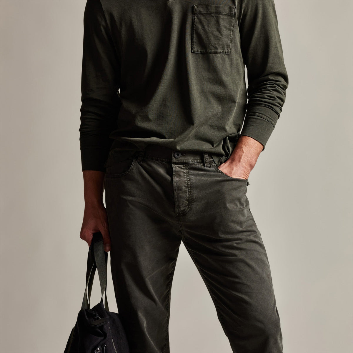 Brushed Twill 5 Pocket Pant in Dark Olive Pigment | James Perse Los Angeles