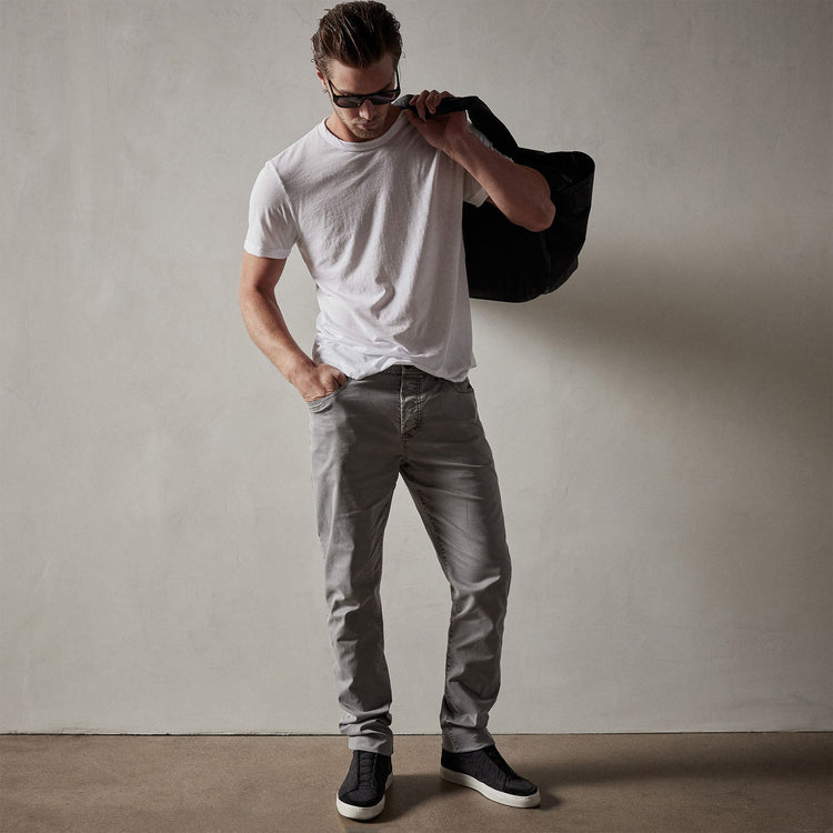 Brushed Twill 5 Pocket Pant in Silver Grey Pigment | James Perse Los Angeles