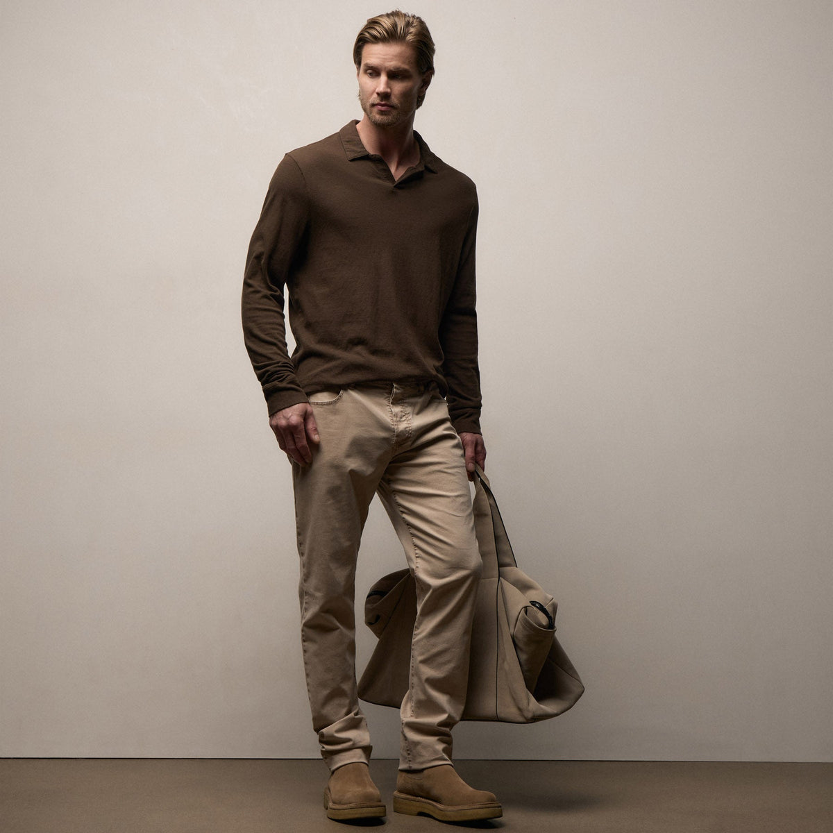 Brushed Twill 5 Pocket Pant in Stone Pigment | James Perse Los Angeles