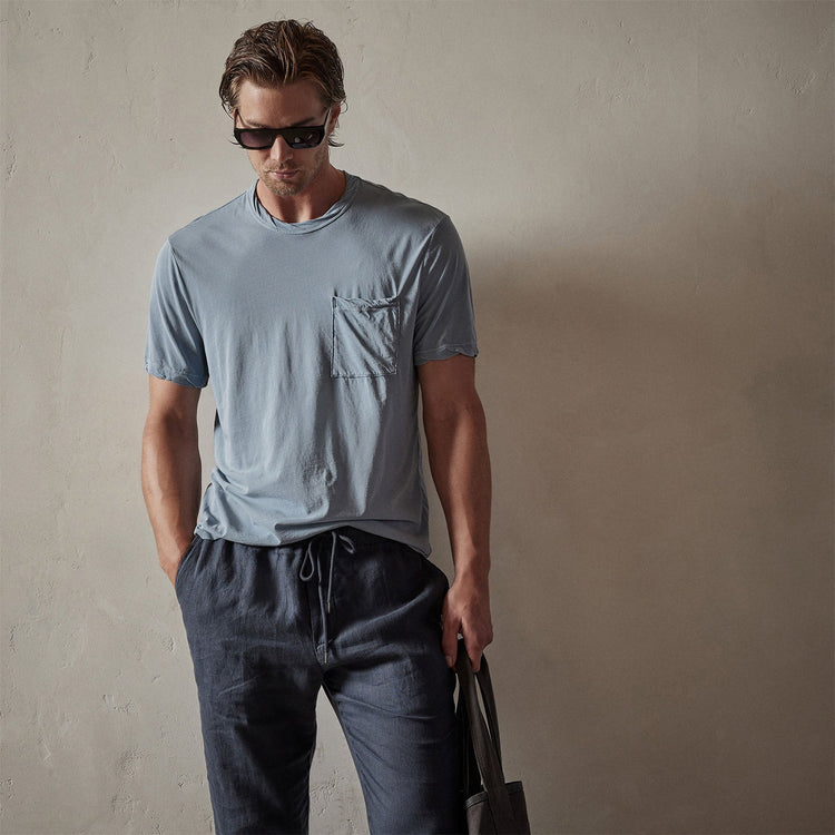 Jersey Short Sleeve Pocket Crew in Bluestone Pigment | James Perse Los Angeles