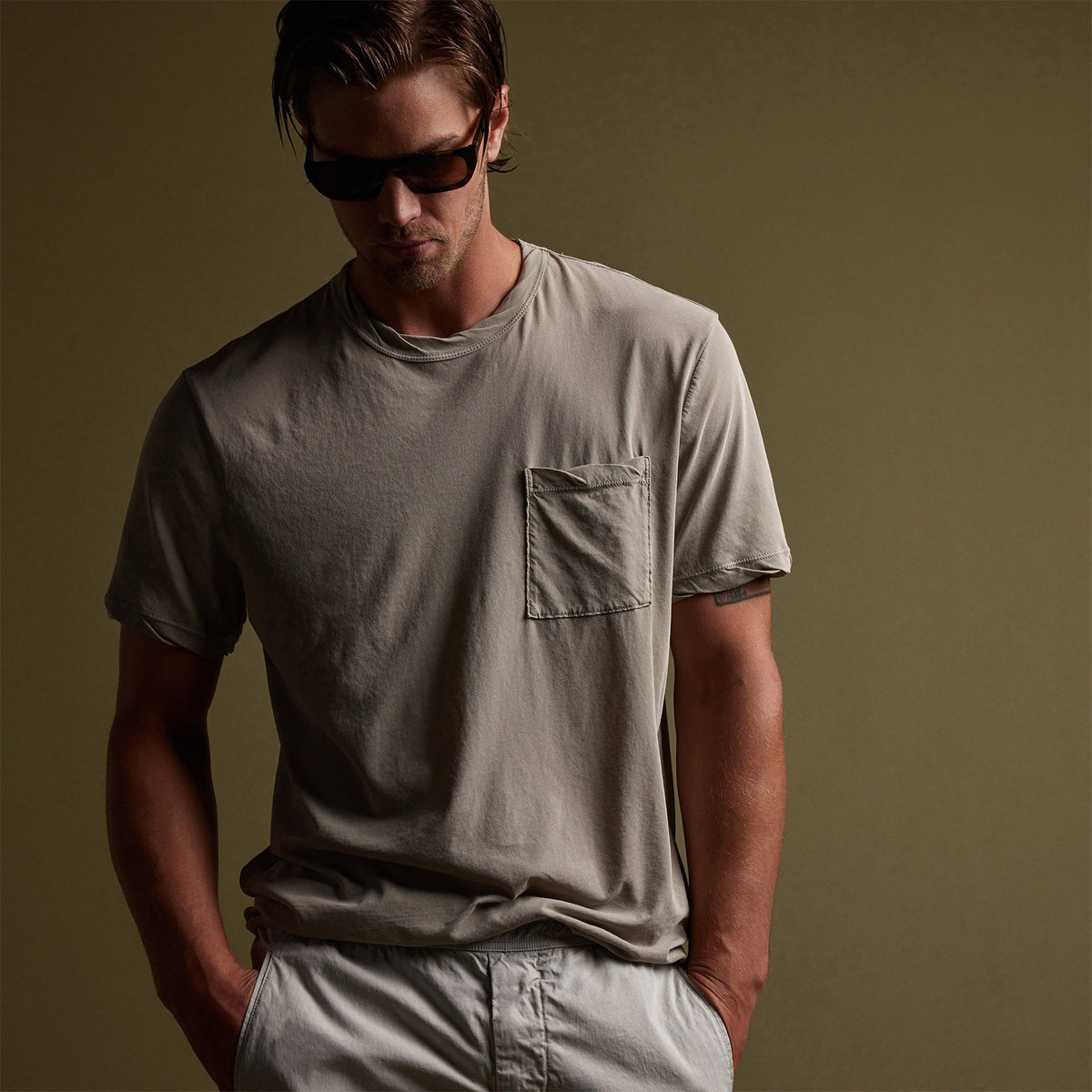 Jersey Short Sleeve Pocket Crew in Mineral Pigment | James Perse Los Angeles