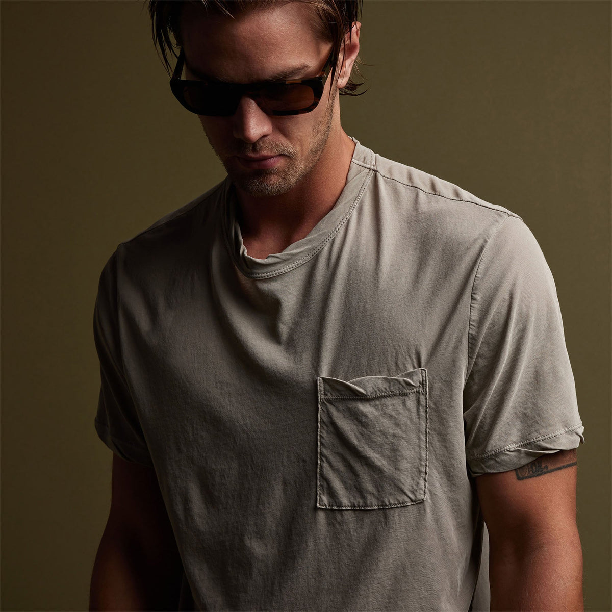 Jersey Short Sleeve Pocket Crew in Mineral Pigment | James Perse Los Angeles