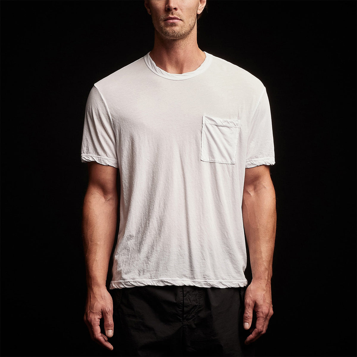 Jersey Short Sleeve Pocket Crew in White | James Perse Los Angeles