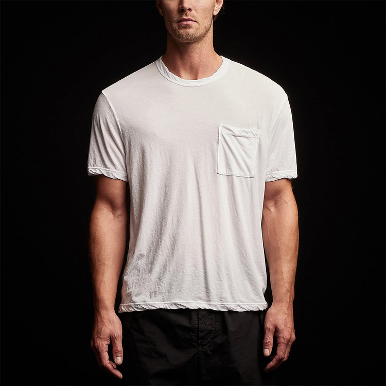 Jersey Short Sleeve Pocket Crew in White | James Perse Los Angeles