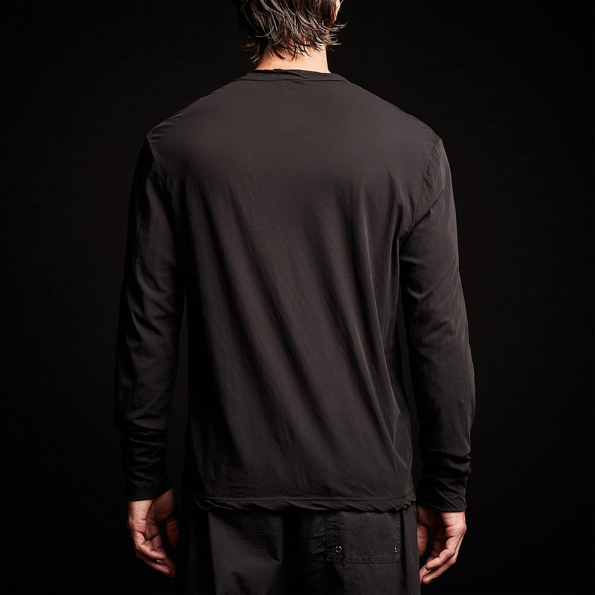 High Gauge Jersey Henley in Black | James Perse Los Angeles