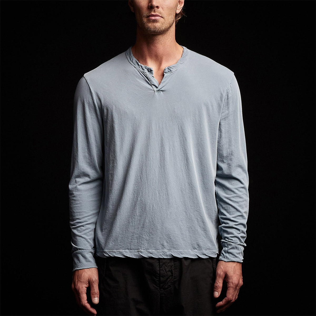 High Gauge Jersey Henley in Bluestone Pigment | James Perse Los Angeles