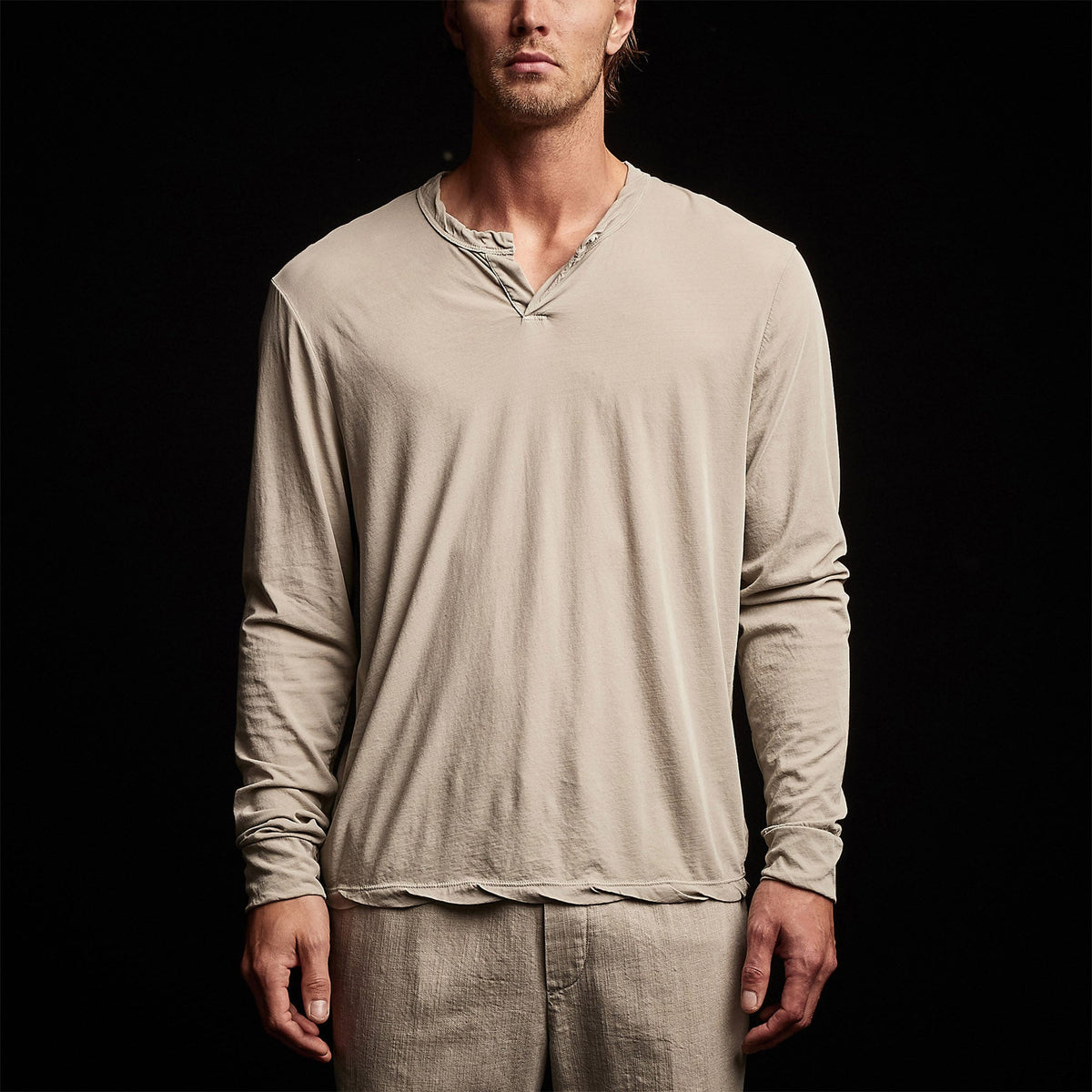 High Gauge Jersey Henley in Mineral Pigment | James Perse Los Angeles