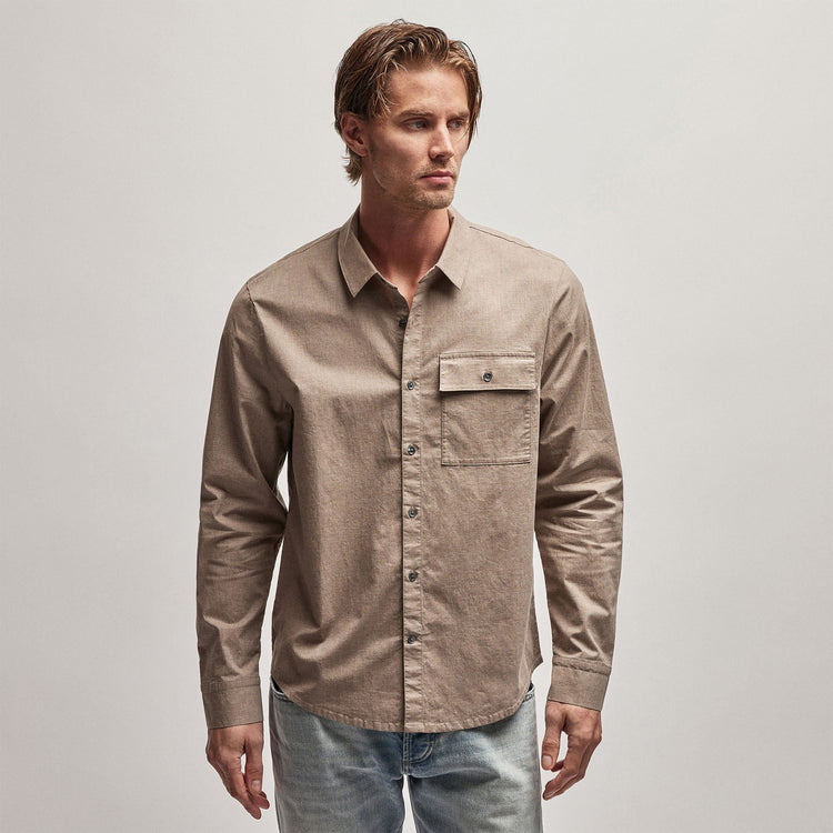 Garment Washed Shirt in Stone | James Perse Los Angeles