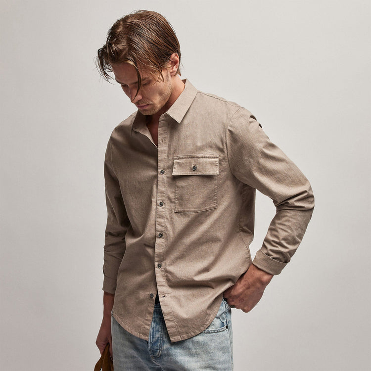 Garment Washed Shirt in Stone | James Perse Los Angeles