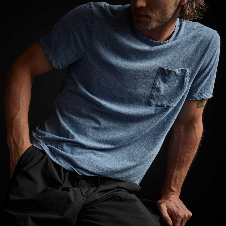 High Twist Recycled Jersey Pocket Tee in Heather Blue | James Perse Los Angeles