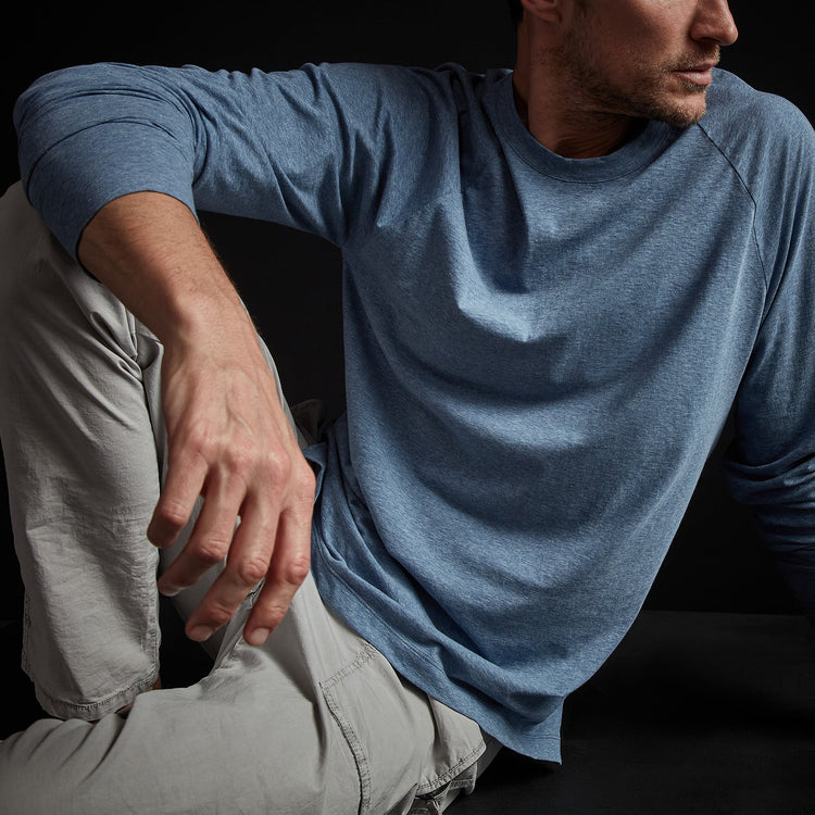 High Twist Recycled Jersey Raglan in Heather Blue | James Perse Los Angeles